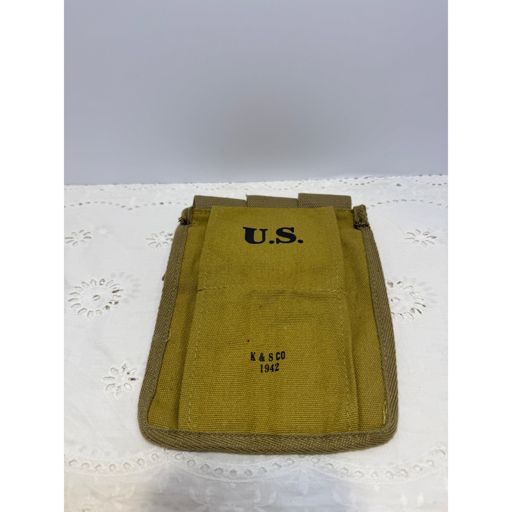 US Military Canvas Gaiters Marked 1943 & Ammunition Pouch 1942 Set - Picture 8 of 11